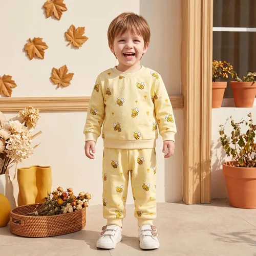 Vista 5 de Sudadera con estampado de abeja y pantalones de bolsillo para bebé niña