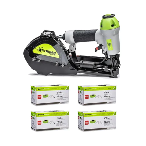 Vista 4 de Grapadora Neumática de Tapas Stinger CS150B, Tapas de 1", Grapas de 5/8" a 1-1/2" para Subyacente de Techado, Envolvente de Casa, y Aislamiento