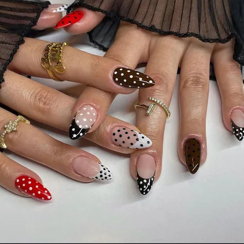 Vista 10 de IMSOHOT Uñas postizas a presión con forma de almendra, francesas, color azul medio, uñas postizas degradadas con purpurina con diseños de diamantes