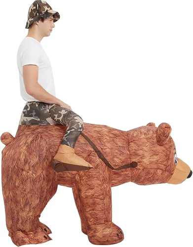 Vista 4 de One Casa Disfraz inflable de oso para montar en el aire divertido vestido elegante para fiesta de Halloween para adultos