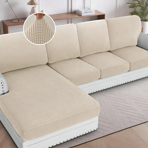 Vista 38 de H.Versailtex - Funda de sofá seccional de 1 pieza, funda deslizante para chaise con forma de L, funda de cojín separada para sofá seccional tanto