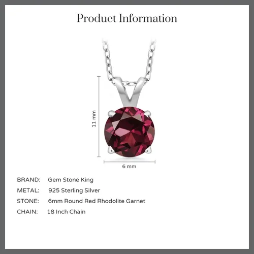Vista 66 de Gem Stone King Collar con colgante solitario de plata de ley 925 de 0.236 in con piedra natal redonda Collar de 4 puntas para mujer Con cadena