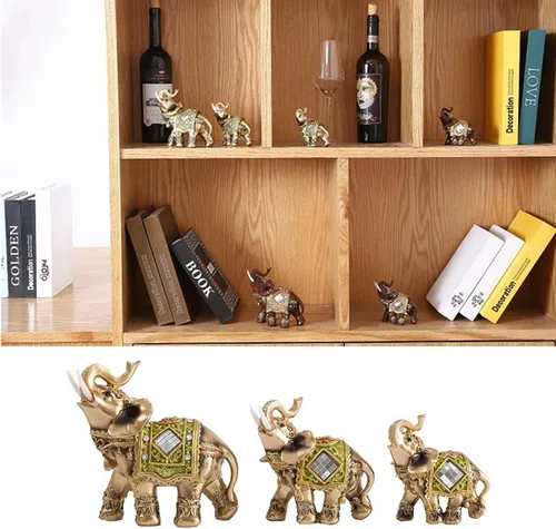 Vista 7 de Estatua de elefante, escultura de elefante de Feng Shui, figura de riqueza de la suerte para el hogar, oficina, tienda, decoración de regalo