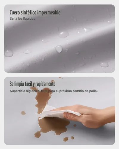 Vista 3 de Blissful Diary Cambiador de bebé de cuero vegano con cubierta de poliuretano impermeable y fácil de limpiar, tamaño aguacate, cómodo cambiador