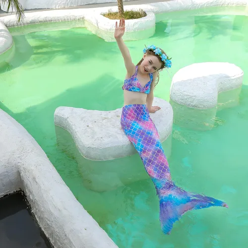 Vista 2 de Mermaid Tails - Traje de baño de princesa para niñas Cerulean