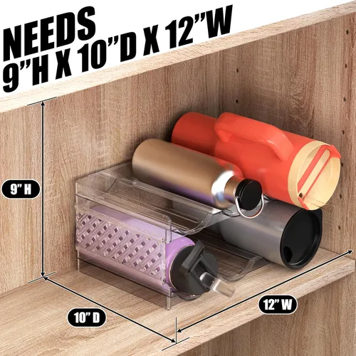 Vista 3 de Simple Houseware Organizador apilable de almacenamiento de vasos para botellas de agua de 2 niveles, transparente