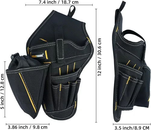 Vista 2 de MELOTOUGH Funda para taladro con portabrocas, funda para atornillador de impacto, funda resistente para cinturón de herramientas