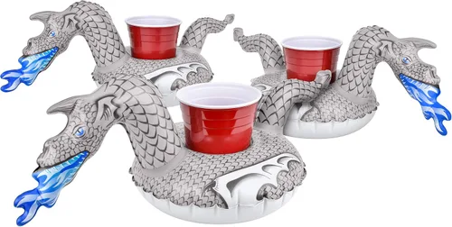 Vista 6 de GoFloats Inflatable Pool and Hot Tub Drink Holders (3 Pack) (Choose - Unicorn, Flamingo, Palm Tree and More)