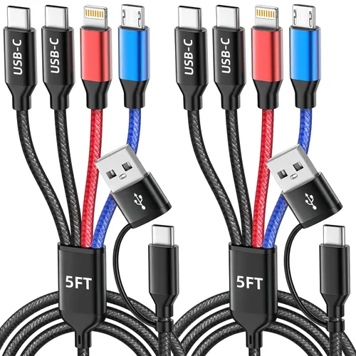 Vista 9 de Cable de carga múltiple para múltiples dispositivos con 2 puertos USB-C/IP Púrpura
