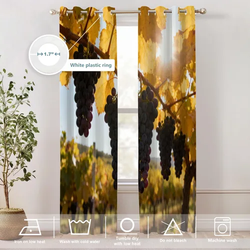 Vista 14 de Shrahala Orange Autumn Autumn Blackout Curtain Tiers, Fall Kitchen Valance Light Blocking Tier Drapes with Rod Pocket, 2 Pack 26 X 24 in
