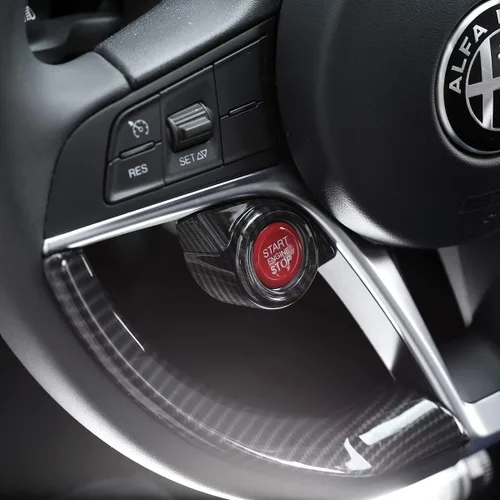 Vista 4 de Para Alfa Romeo Giulia Stelvio 2017-2019 ABS plástico arranque motor stop cubierta accesorios (fibra de carbono)