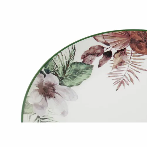 Vista 3 de Plato Llano DKD Home Decor Flores Porcelana (27 x 27 x 2 cm)
