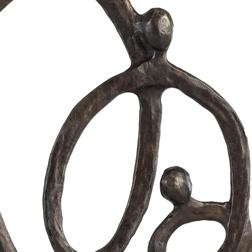 Vista 3 de Danya B. Familia de 3 anillos de corazón de amor, escultura de bronce fundido en arena, decoración contemporánea para el hogar u oficina, regalo