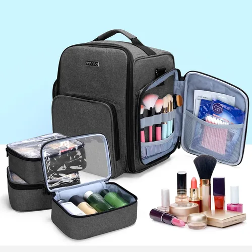 Vista 4 de Organizador de esmalte de uñas con capacidad para 72 botellas (15 ml. - 0.5 onzas líquidas), Negro Estuche grande para esmalte de uñas con 3