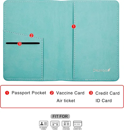Vista 3 de Estuche para pasaporte, ranuras para pasaporte, tarjetero para pasaporte y tarjeta de vacunación, bonita funda para pasaporte para mujeres