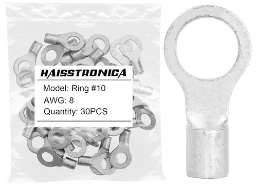 Vista 14 de haisstronica 30 terminales de horquilla de 1/4 "AWG 8 sin aislamiento
