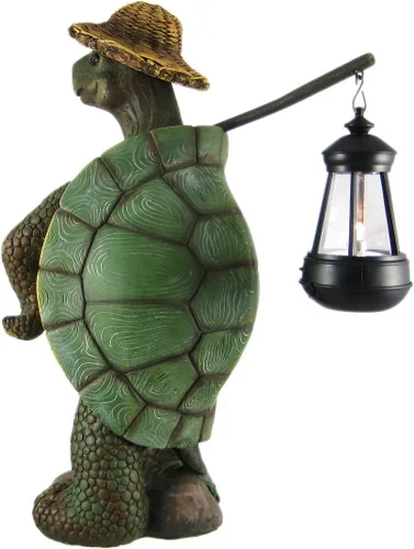 Vista 3 de Divertida tortuga campestre con estatua de linterna para exteriores