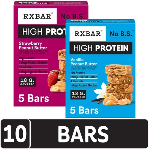 Vista 4 de RXBAR Barras altas en proteínas, 0.63 oz de proteína, sin gluten, aperitivos de proteínas, paquete variado de 2 sabores (2 cajas, 10 barras)