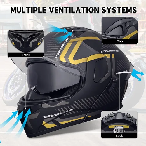 Vista 5 de Cascos modulares abatibles de doble visera para motocicleta, de cara completa, para adultos, BMX, de cuatro ruedas, para hombres y mujeres, aprobado