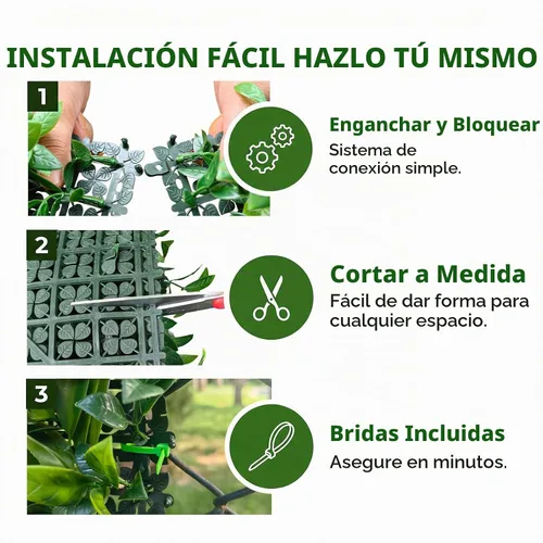 Vista 4 de Fondo de pared de césped artificial de 40 x 40 pulgadas, paneles de plantas falsas para pared verde UV-Anti Greenery Backdrop Wall, Faux Boxwood