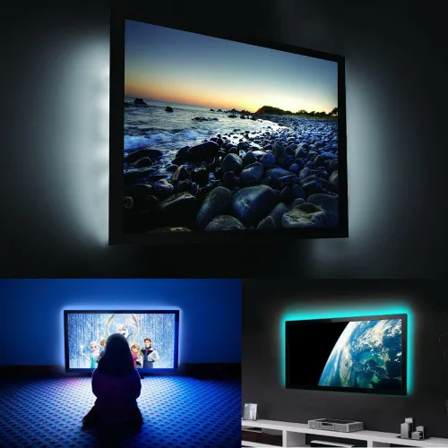Vista 4 de Tira de luces LED con pilas, tira de luces LED RGB con mini controlador, impermeable, tira de luces LED con batería, luces LED que cambian