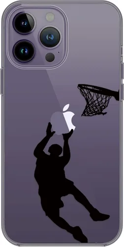 Vista 2 de Blingy's Funda compatible con iPhone 14 Pro Max, divertido patrón de jugador de baloncesto, diseño deportivo fresco, funda protectora transparente