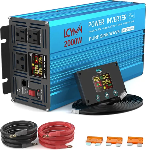 Vista 21 de Inversor de potencia de onda sinusoidal pura de 1000 vatios 12 V CC a 110 V 120 V CA convertidor para hogar, caravana, camión fuera de la red Rojo