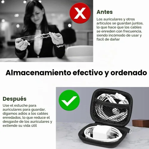 Vista 4 de Funda rígida para auriculares, bolsa de almacenamiento de auriculares de EVA, pequeña bolsa con cremallera compatible con auriculares con cable, JBL