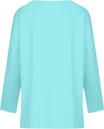 Vista 3 de Blusa de manga larga con hombros caídos para mujer, estilo casual, cuello redondo, cómoda, de manga larga