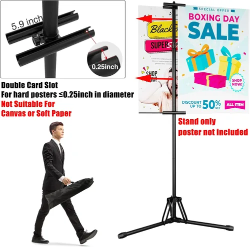 Vista 5 de Soportes de póster para pantalla doble, altura ajustable de hasta 80 pulgadas