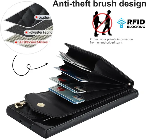 Vista 4 de Asuwish Funda de teléfono para Samsung Galaxy Note 10 5G con protector de pantalla de vidrio templado y correa para la muñeca, bloqueo RFID