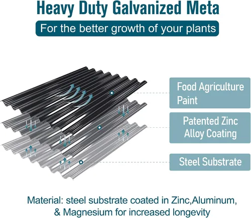 Vista 7 de MFSTUDIO Kit de cama de jardín elevada galvanizada para exteriores, macetas elevadas ovaladas de 17 pulgadas de alto, maceta de metal para verduras