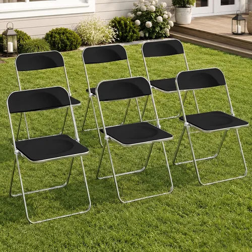 Vista 23 de JPBSTO Paquete de 2 sillas plegables de plástico negro, par ejecutivo apilable para oficina, sala de conferencias, área VIP (capacidad de 300 libras)