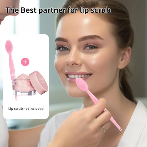 Vista 4 de MSQ 3 cepillos de labios, cepillo de silicona de doble extremo, cepillo exfoliante de labios para hombres y mujeres, cepillo suave de doble cara