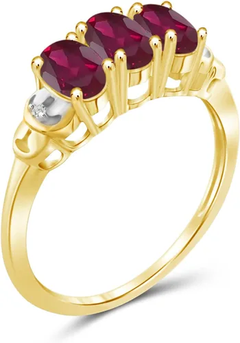Vista 2 de JEWELEXCESS Anillo de diamantes blancos de rubí y acento de 1.40 CTW en oro de 14 quilates sobre plata