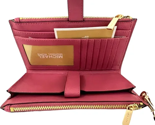Vista 5 de Michael Kors - Billetera de viaje con doble cremallera, para mujer, modelo Jet Set, con correa para la muñeca