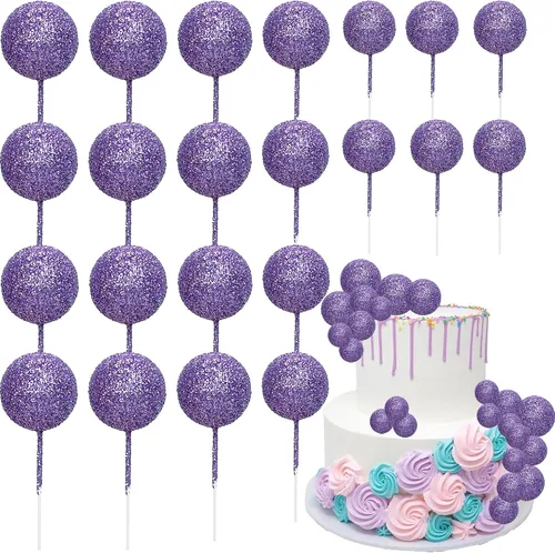 Vista 13 de 30 piezas de mini globo para decoración de tartas, bolas de espuma con purpurina, bolas de perlas de imitación, decoración para tartas, decoración