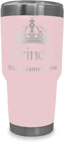 Vista 12 de LaserGram Vaso aislado al vacío de 20 onzas, Prince Crown, grabado personalizado incluido (negro)