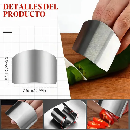 Vista 3 de Protector de dedos de acero inoxidable, ajuste universal, protector de dedos ajustable para cortar alimentos, herramienta de corte premium para 1