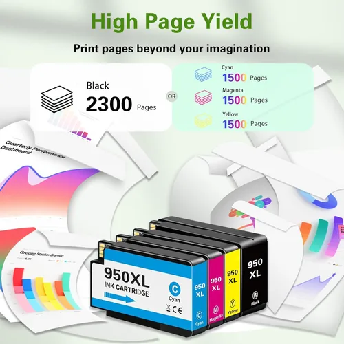 Vista 3 de 950XL 951XL - Cartuchos de tinta compatibles con HP 950 951, paquete combinado compatible con HP 950 951 para HP Ink 950 951 Combo Pack