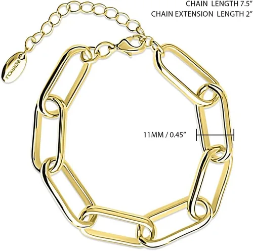 Vista 2 de BERRICLE Pulsera de eslabones de moda Paperclip para mujer, metal base (tono dorado, tono plateado)