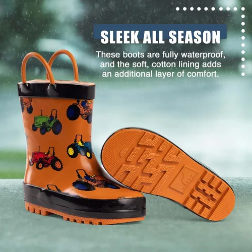 Vista 4 de NORTY - Botas de lluvia, de goma, impermeables, para niños botas de lluvia unicolor y estampadas, para niños