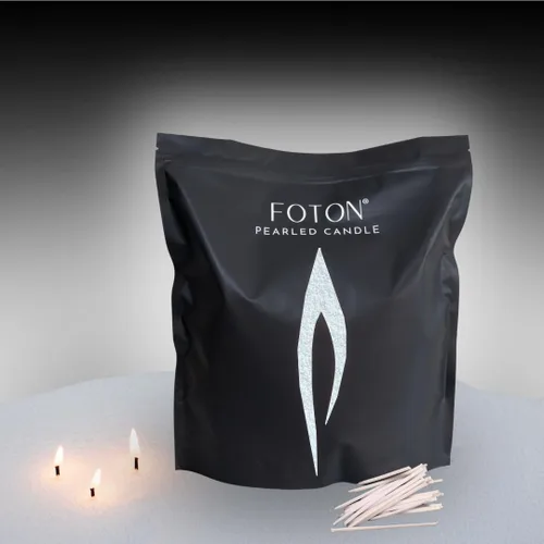 Vista 23 de Foton Vela Perlada 18 Oz - Velas de Cera en Polvo de Sidra Nevada, No Tóxicas, Lujo, Duraderas hasta 120 Horas - Vela Perlada de Arena Recargable