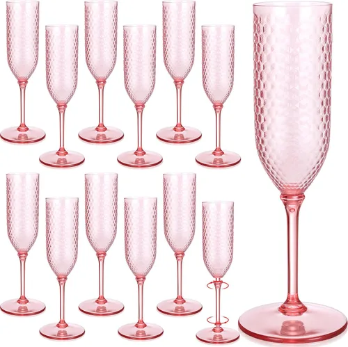 Vista 9 de Remerry Paquete de 24 copas de champán de plástico desmontables de 5.5 onzas, vasos de mimosa desechables a granel, copas de vino reutilizables