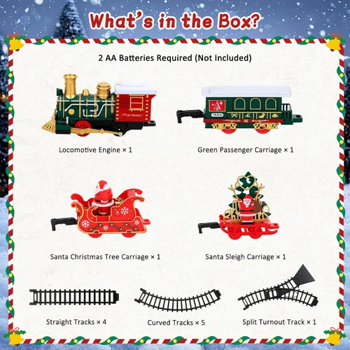 Vista 6 de Luxspire Juego de tren de Navidad, tren de árbol de Navidad con trineo