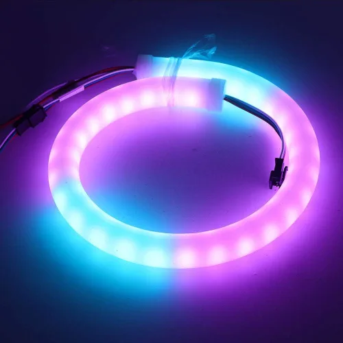 Vista 12 de Cuerda de luz LED RGB, píxel inteligente direccionable individualmente SK6812 60 LEDs/m, señal de neón, DC 5V impermeable, barra de letras flexible