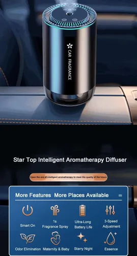Vista 2 de Difusor de aceite esencial de aromaterapia: 7 opciones de color LED, alimentado por USB silencioso, control de tres velocidades, aromaterapia