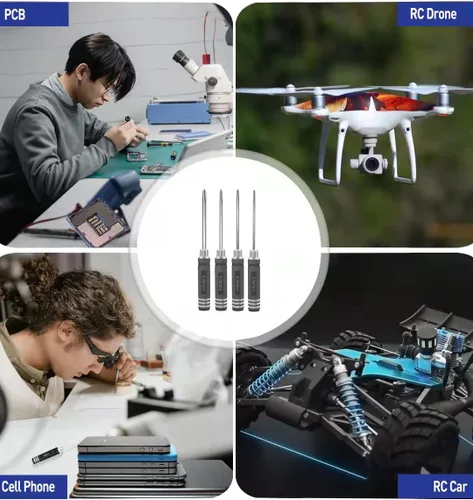 Vista 2 de Kit de herramientas para drones – Juego de 4 herramientas de acero Phillips de 3.0/4.0/5.0/0.236 in, mini herramientas de mano para modelo RC