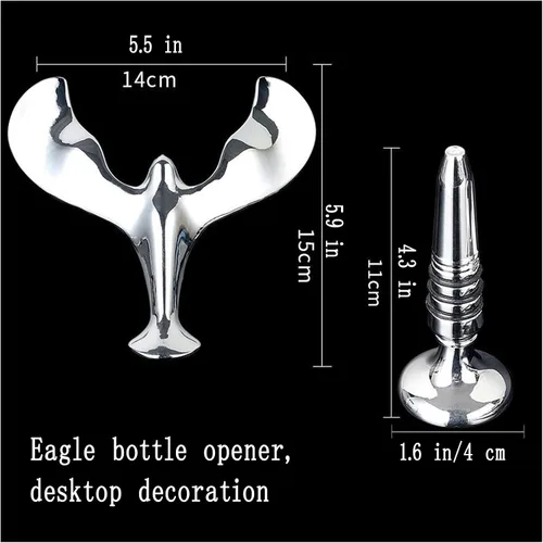 Vista 3 de Balancing Bird: decoración científica, abrebotellas de cerveza, abrebotellas de vino, decoración de mesa de águila (acero inoxidable)