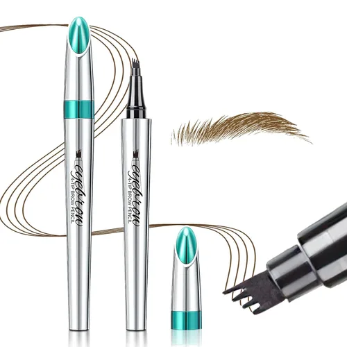 Vista 10 de Lápiz de cejas Microblading de 4 puntos para levantar cejas y arrebatar, maquillaje de ojos de larga duración, impermeable, cabello natural